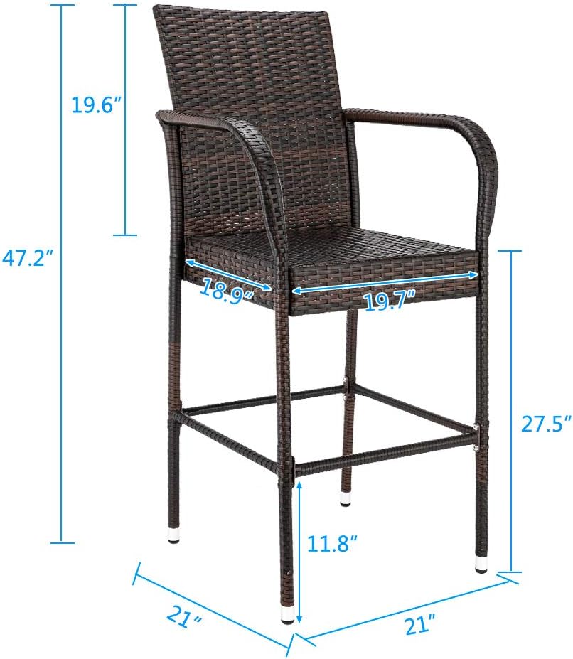 Set of 2 Outdoor Wicker Bar Stools