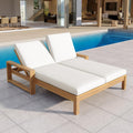 Light Teak Wood Adjustable Outdoor Daybed with Cushions
