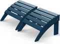 Set of 2 Blue HDPE Folding Adirondack Outdoor Ottomans