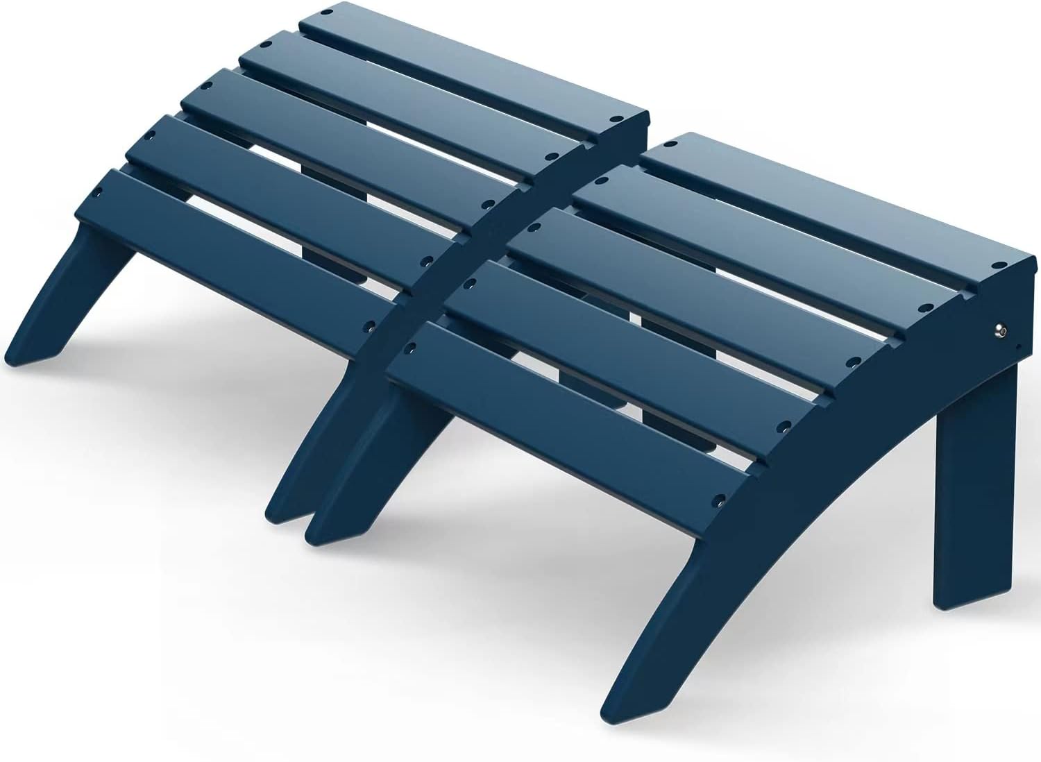Set of 2 Blue HDPE Folding Adirondack Outdoor Ottomans