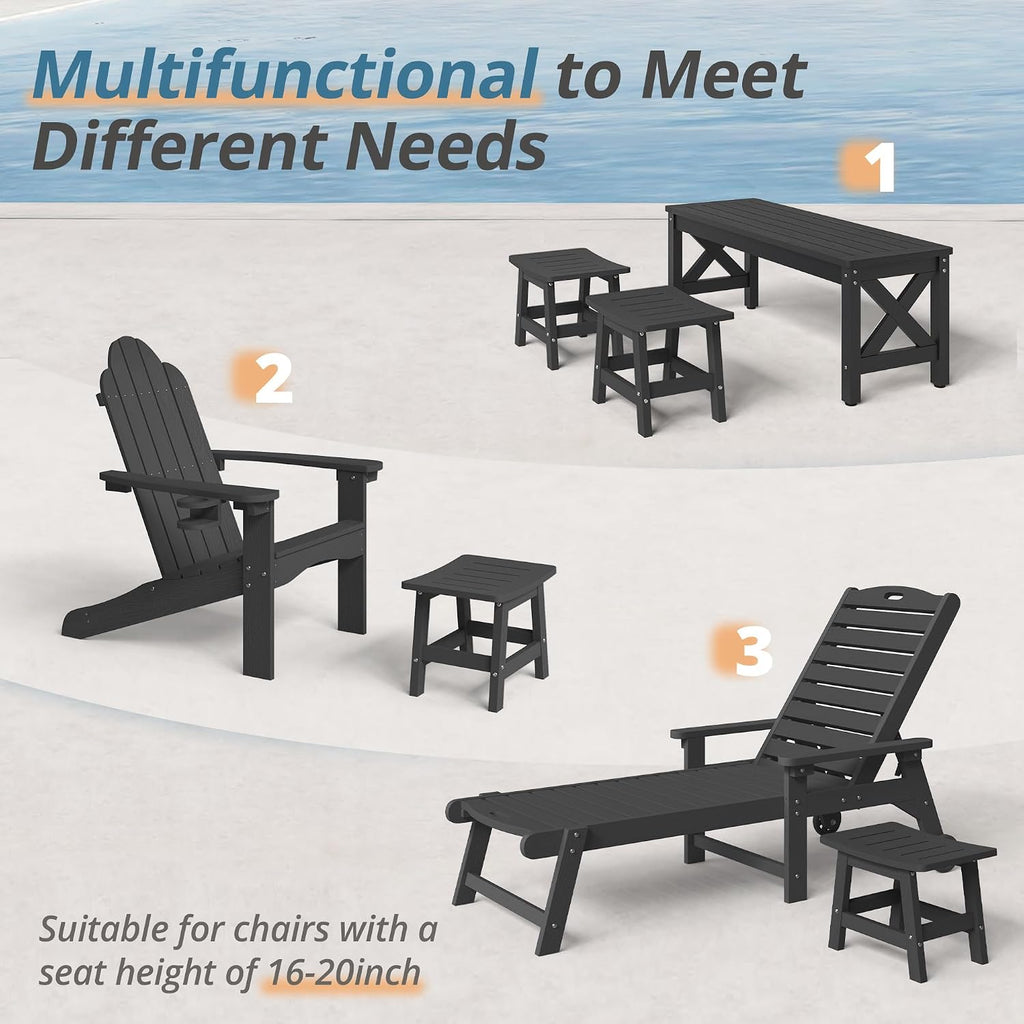 Black HDPE Adirondack Outdoor Ottoman Footrest