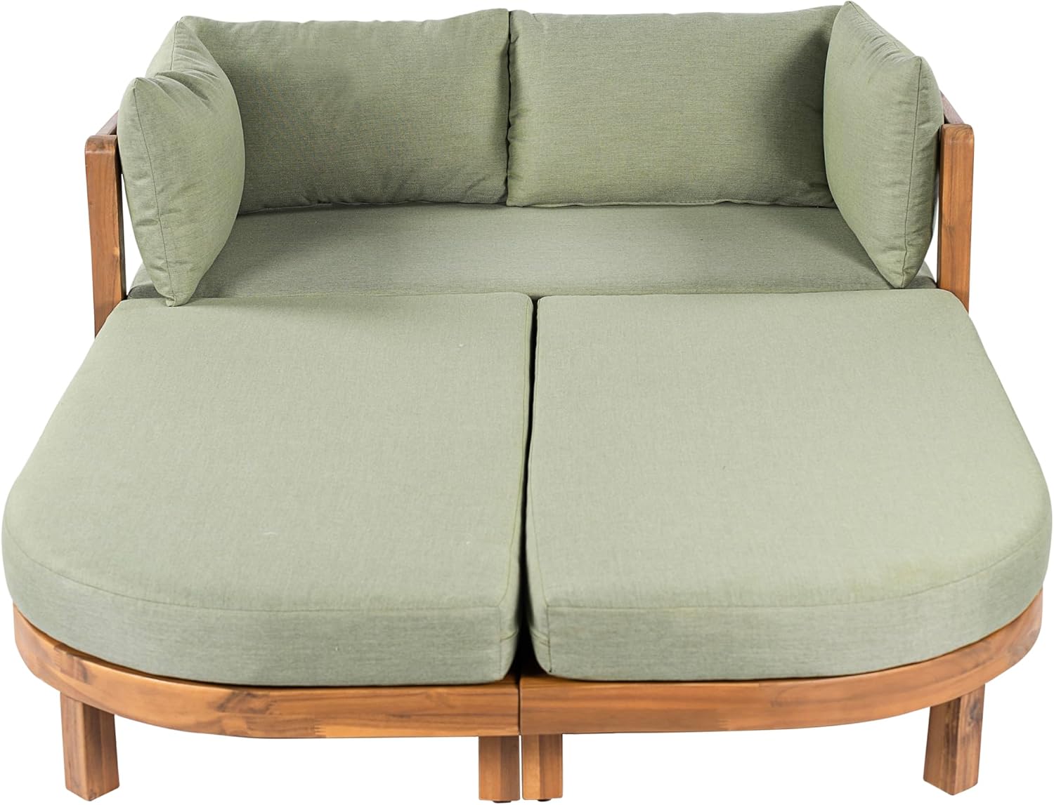 Teak Light Green Acacia Wood Outdoor Daybed with Cushion