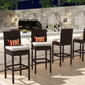 Set of 6 Outdoor Wicker Bar Stools