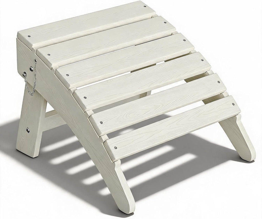 White HDPE Folding Adirondack Outdoor Ottoman