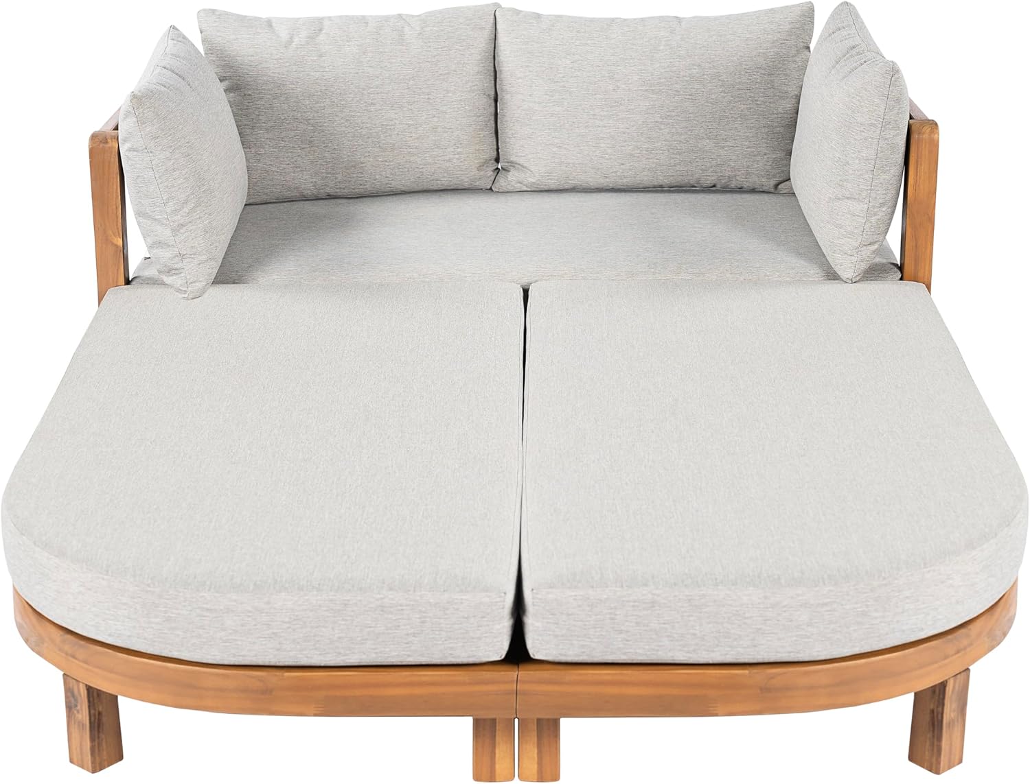 Teak Light Gray Acacia Wood Outdoor Daybed with Cushion