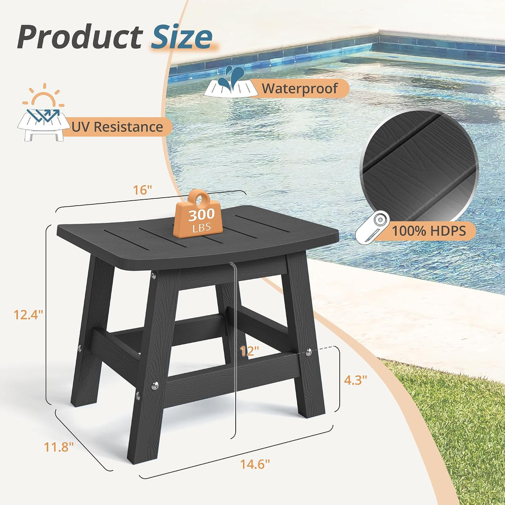 Black HDPE Adirondack Outdoor Ottoman Footrest