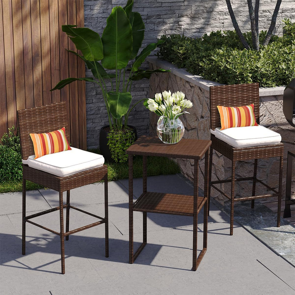 Set of 6 Outdoor Wicker Bar Stools