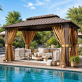 10x12FT Brown Hardtop Outdoor Gazebo