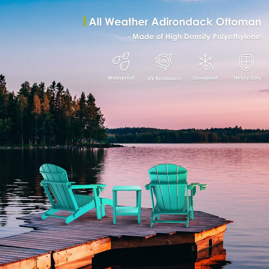 Aqua HDPE Adirondack Outdoor Ottoman Footrest