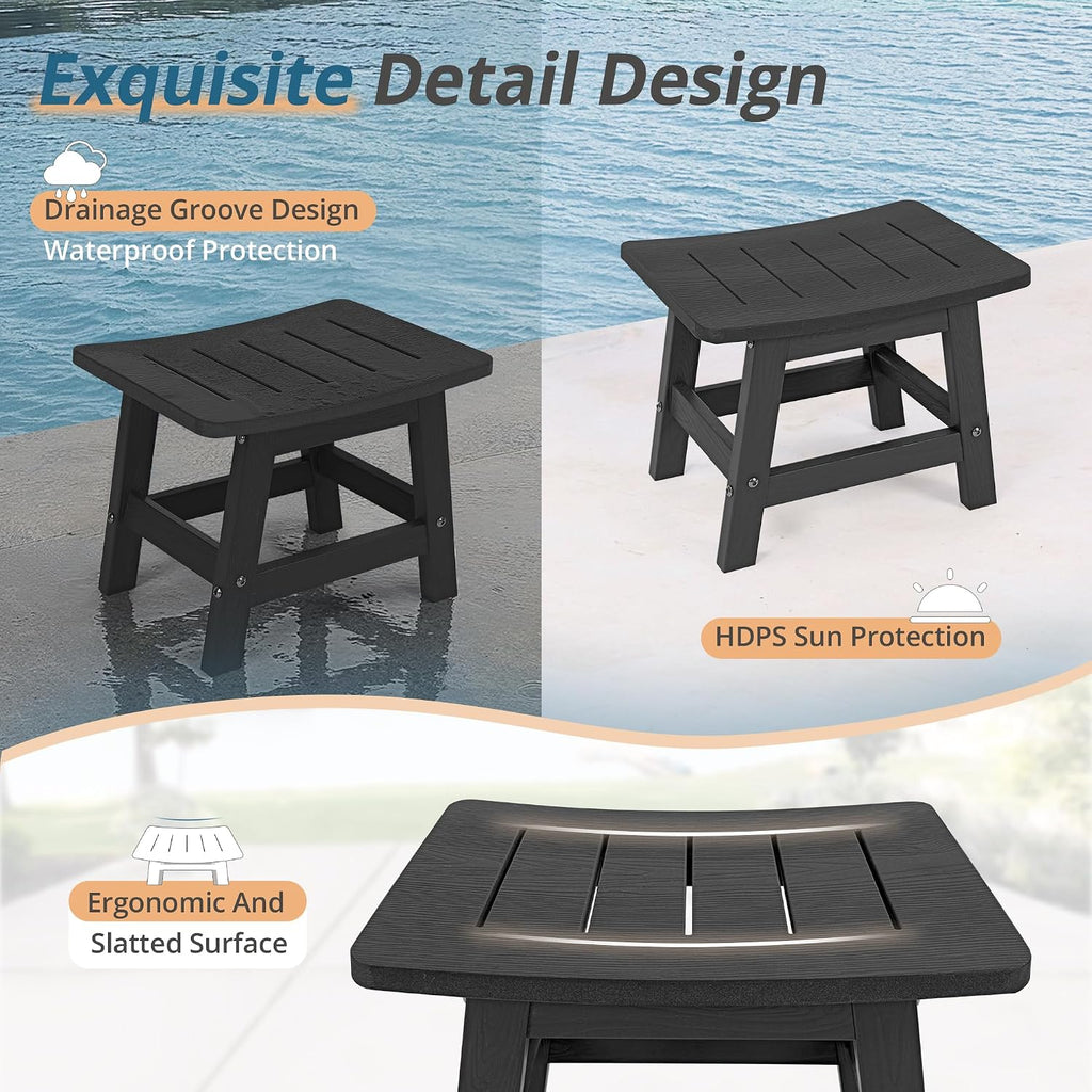 Black HDPE Adirondack Outdoor Ottoman Footrest