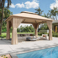 12'x10' Beige Metal Outdoor Gazebo