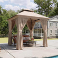 8x8 Khaki Metal Outdoor Gazebo