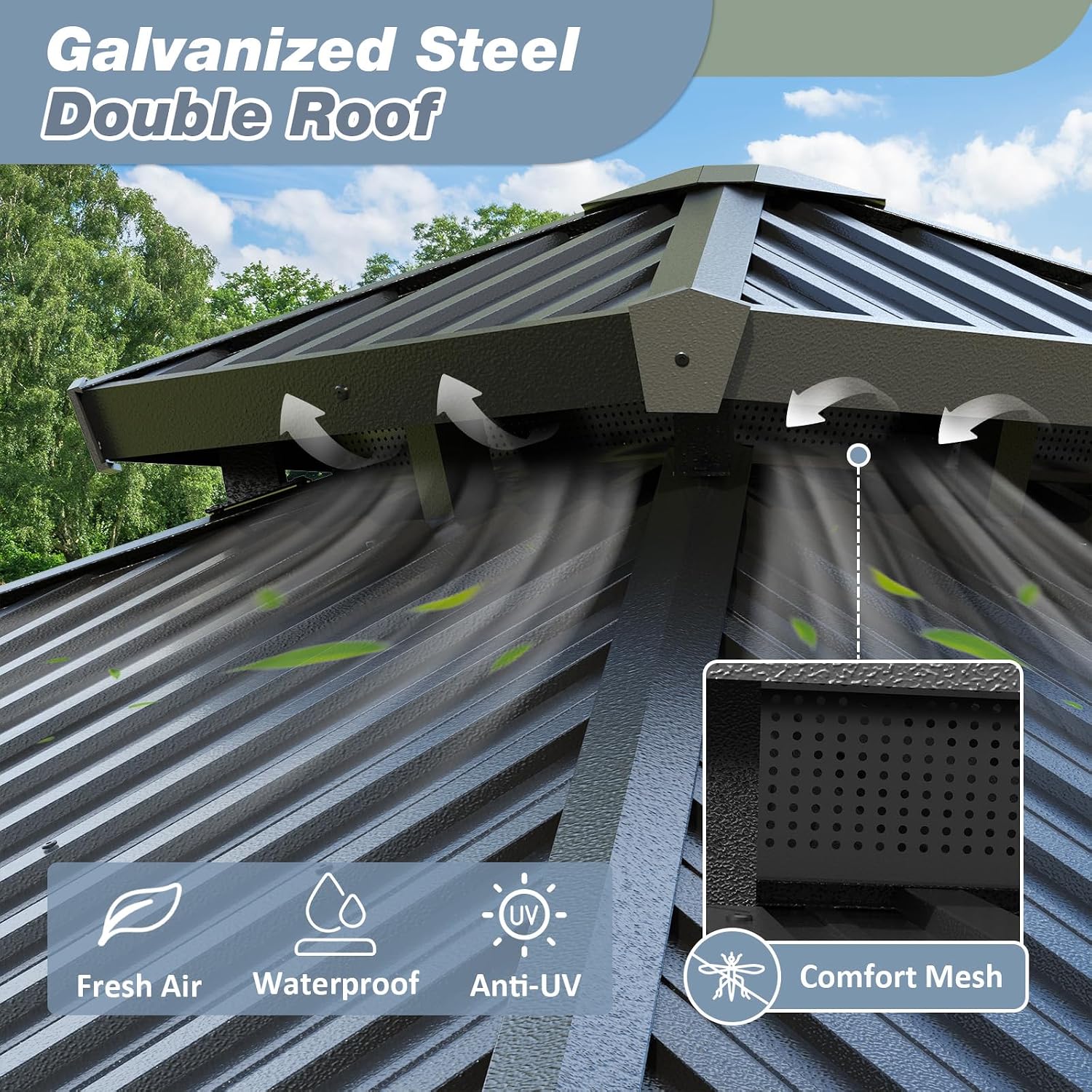 Dark Gray Aluminum Hardtop Gazebo