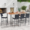 Set of 4 Black Wicker Outdoor Bar Stools with Cushions