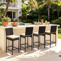 Set of 2 Brown Wicker Outdoor Bar Stools with Cushion