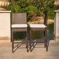 Set of 2 Outdoor Wicker Bar Stools