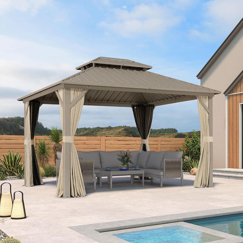 10'x12' Champagne Hardtop Aluminum Gazebo
