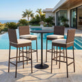 Set of 4 Wicker Outdoor Bar Stools with Cushions