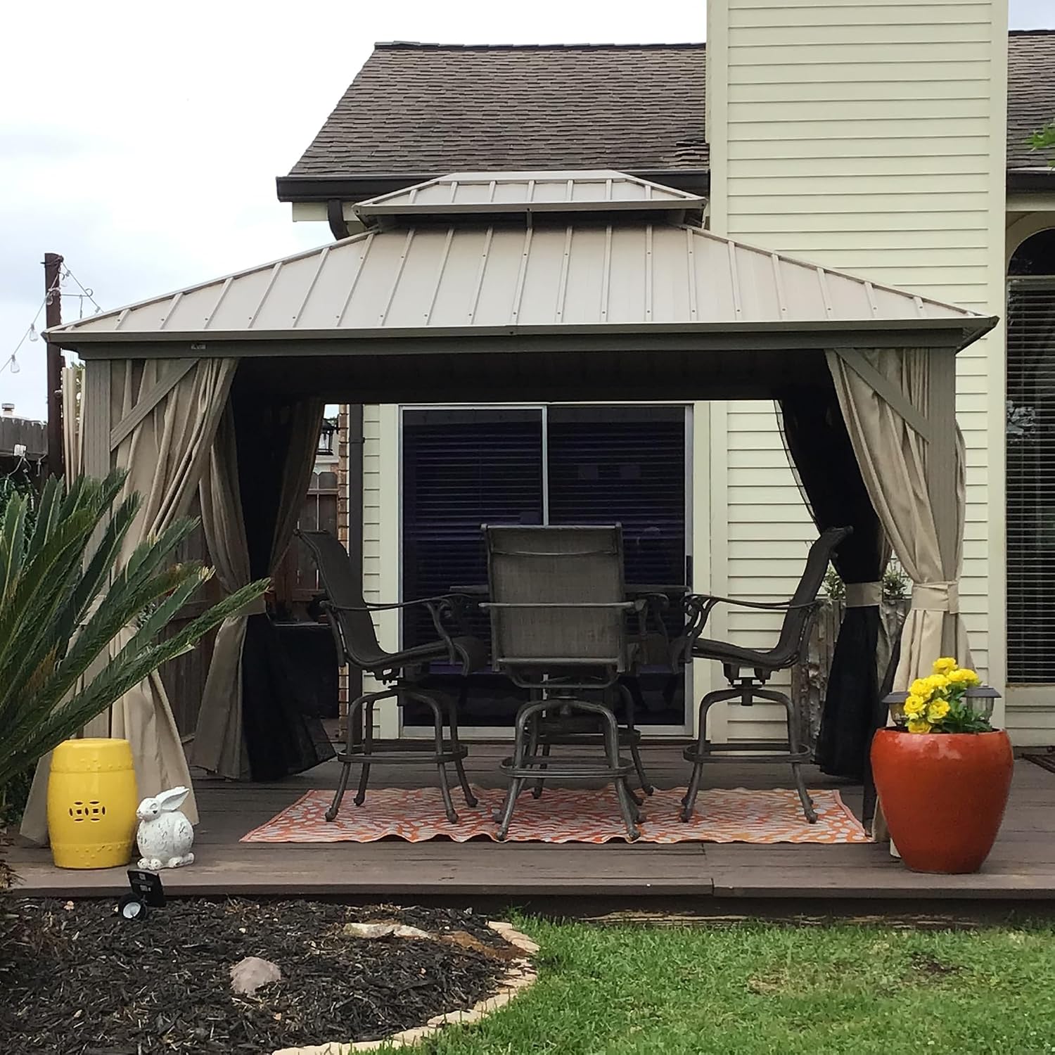 10'x12' Champagne Hardtop Aluminum Gazebo