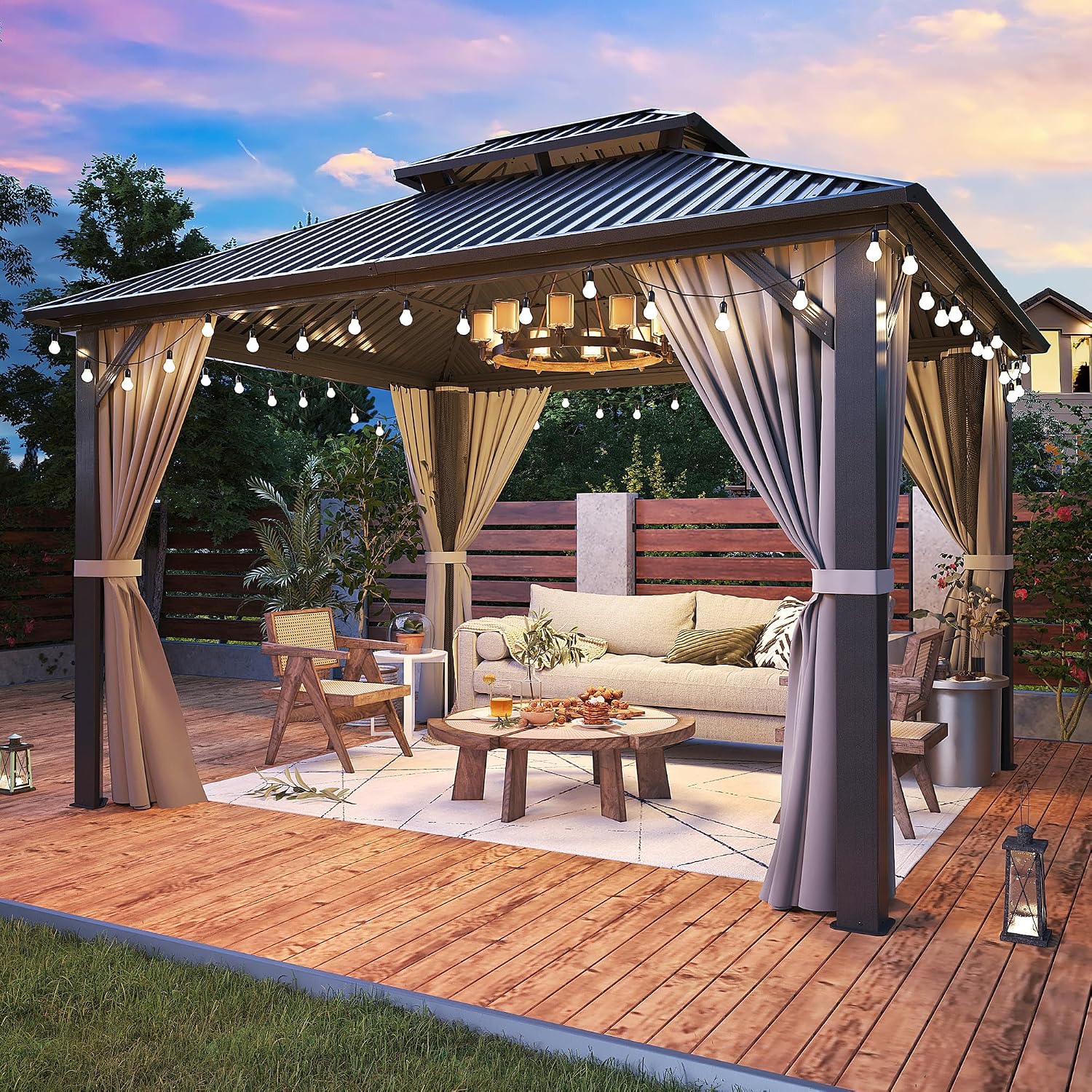 10'x12' Dark Gray Hardtop Aluminum Gazebo