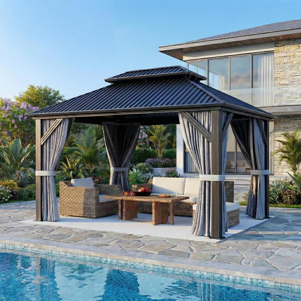 Dark Gray Aluminum Hardtop Gazebo