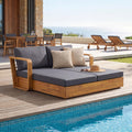 Teak Dark Gray Acacia Wood Outdoor Daybed with Cushion