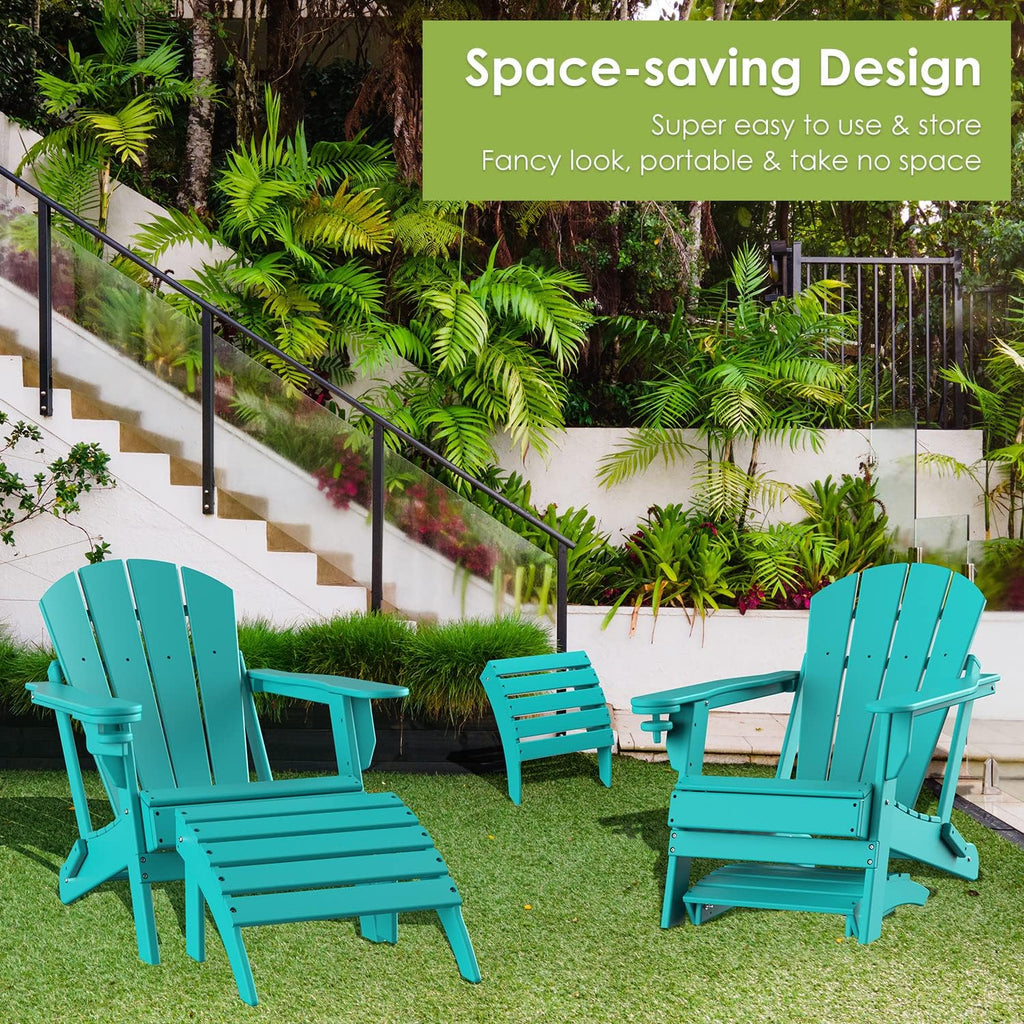 Aqua HDPE Adirondack Outdoor Ottoman Footrest