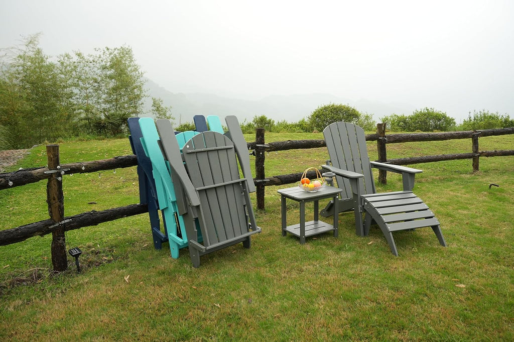 Grey HDPE Folding Adirondack Outdoor Ottoman