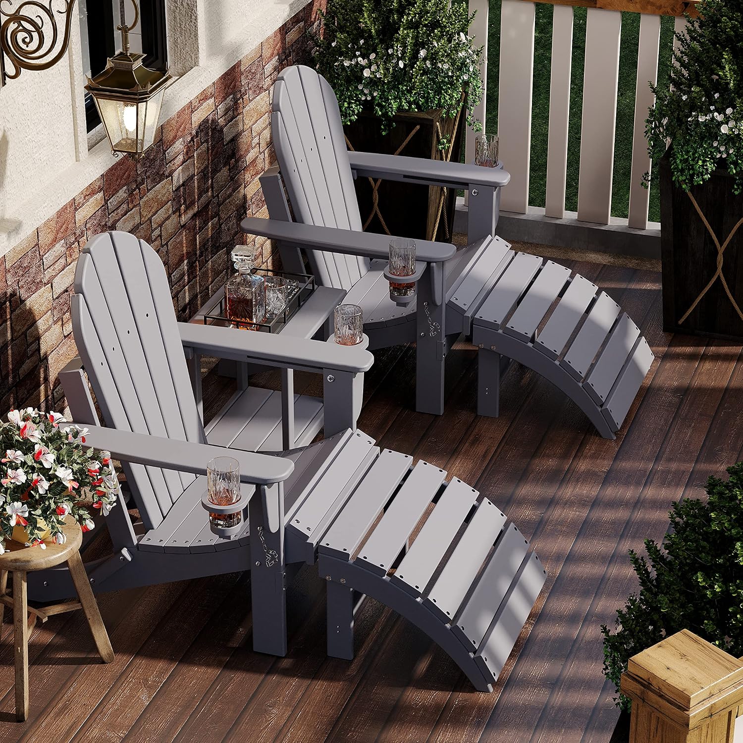 HDPE Folding Adirondack Outdoor Ottoman Footrest